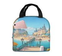 KIRROWE A joyful holiday by the seaside Lunch Bag for Women & Men, Durable Oxford Fabric & Thick Foil, Perfect for Workand Outdoor Activities