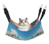 KIRROWE A Joyful Holiday by The Seaside Reversible Cat Hanging Hammock,Double-Sided Pet Cage Hammock Hanging Bed Resting Sleepy Pad for Small Animals Pets
