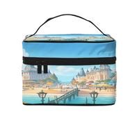 KIRROWE A joyful holiday by the seaside Travel Makeup Bag for Women, Portable Cosmetic Case,Large Capacity Organizer Pouch All Your Beauty Essentials