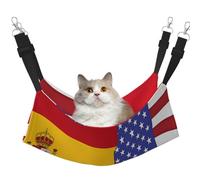 KIRROWE American Spain Flag Reversible Cat Hanging Hammock-Double-Sided Pet Cage Hammock Hanging Bed Resting Sleepy Pad for Small Animals Pets