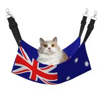 KIRROWE Australian Flag Reversible Cat Hanging Hammock-Double-Sided Pet Cage Hammock Hanging Bed Resting Sleepy Pad for Small Animals Pets