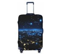 Kirrowe Blue Lights In The City At Night Luggage Cover Suitcase Protector Anti-Scratch Luggage Cover Fits 18-32inch Luggage, Black, M