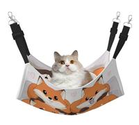 KIRROWE Cartoon Fox Reversible Cat Hanging Hammock-Double-Sided Pet Cage Hammock Hanging Bed Resting Sleepy Pad for Small Animals Pets