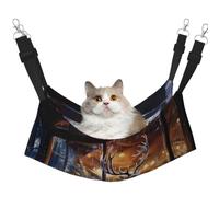 KIRROWE Christmas Deer in The Store Reversible Cat Hanging Hammock-Double-Sided Pet Cage Hammock Hanging Bed Resting Sleepy Pad for Small Animals Pets