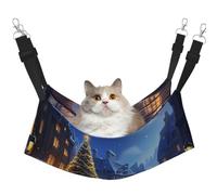 KIRROWE Christmas Eve Reversible Cat Hanging Hammock-Double-Sided Pet Cage Hammock Hanging Bed Resting Sleepy Pad for Small Animals Pets