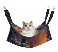 KIRROWE Christmas Village Reversible Cat Hanging Hammock,Double-Sided Pet Cage Hammock Hanging Bed Resting Sleepy Pad for Small Animals Pets