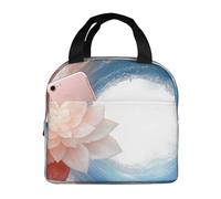 KIRROWE Circular water column and flowers Lunch Bag for Women & Men, Durable Oxford Fabric & Thick Foil, Perfect for Workand Outdoor Activities