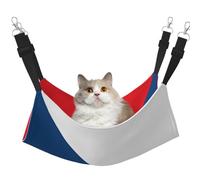 KIRROWE Czech Flag Reversible Cat Hanging Hammock-Double-Sided Pet Cage Hammock Hanging Bed Resting Sleepy Pad for Small Animals Pets