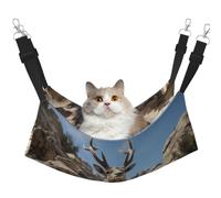 KIRROWE Deer on The Cliff Reversible Cat Hanging Hammock,Double-Sided Pet Cage Hammock Hanging Bed Resting Sleepy Pad for Small Animals Pets