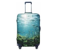 Kirrowe Direct Sunlight On The Seabed Luggage Cover Suitcase Protector Anti-Scratch Luggage Cover Fits 18-32inch Luggage, Black, L