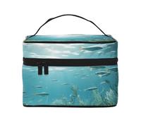 KIRROWE direct sunlight on the seabed Travel Makeup Bag for Women, Portable Cosmetic Case,Large Capacity Organizer Pouch All Your Beauty Essentials