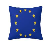 KIRROWE EU Flag Square Pillowcase 12 x 12 Inch Soft Polyester Fiber Cushion Cover Use for Home and Car