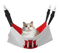 KIRROWE Flag of Gibraltar Reversible Cat Hanging Hammock-Double-Sided Pet Cage Hammock Hanging Bed Resting Sleepy Pad for Small Animals Pets