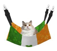 KIRROWE Irish Flag Reversible Cat Hanging Hammock,Double-Sided Pet Cage Hammock Hanging Bed Resting Sleepy Pad for Small Animals Pets
