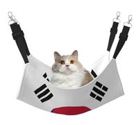 KIRROWE Korean Flag Reversible Cat Hanging Hammock,Double-Sided Pet Cage Hammock Hanging Bed Resting Sleepy Pad for Small Animals Pets