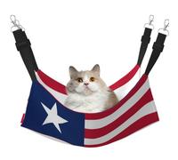 KIRROWE Liberian Flag Reversible Cat Hanging Hammock-Double-Sided Pet Cage Hammock Hanging Bed Resting Sleepy Pad for Small Animals Pets