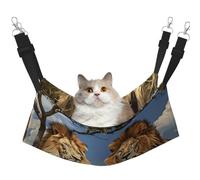 KIRROWE Lion in The Steppe Reversible Cat Hanging Hammock-Double-Sided Pet Cage Hammock Hanging Bed Resting Sleepy Pad for Small Animals Pets