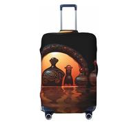 Kirrowe Maori Art Terracotta Luggage Cover Suitcase Protector Anti-Scratch Luggage Cover Fits 18-32inch Luggage, Black, XL