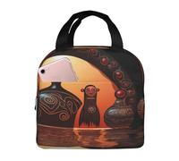 KIRROWE Maori Art Terracotta Lunch Bag for Women & Men, Durable Oxford Fabric & Thick Foil, Perfect for Workand Outdoor Activities