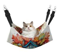KIRROWE Maple Leaf House Reversible Cat Hanging Hammock-Double-Sided Pet Cage Hammock Hanging Bed Resting Sleepy Pad for Small Animals Pets