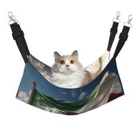KIRROWE Mexican Flag Reversible Cat Hanging Hammock-Double-Sided Pet Cage Hammock Hanging Bed Resting Sleepy Pad for Small Animals Pets