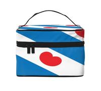 KIRROWE Peterborough Flag Travel Makeup Bag for Women, Portable Cosmetic Case,Large Capacity Organizer Pouch All Your Beauty Essentials, Frisian Flag, One Size