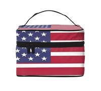 KIRROWE Pure white Travel Makeup Bag for Women, Portable Cosmetic Case,Large Capacity Organizer Pouch All Your Beauty Essentials, American Flag, One Size