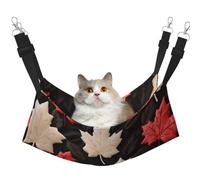 KIRROWE Red and White Maple Leaves Reversible Cat Hanging Hammock-Double-Sided Pet Cage Hammock Hanging Bed Resting Sleepy Pad for Small Animals Pets