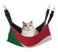 KIRROWE Reversible Hanging Cat Hammock with Sudanese Flag, Double Sided Pet Hammock for Bed Hanging, Sleepy Pillow for Small Pets