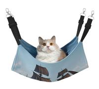 KIRROWE Sailing Boats in The Ocean Reversible Cat Hanging Hammock,Double-Sided Pet Cage Hammock Hanging Bed Resting Sleepy Pad for Small Animals Pets