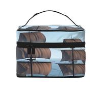 KIRROWE Sailing boats in the ocean Travel Makeup Bag for Women, Portable Cosmetic Case,Large Capacity Organizer Pouch All Your Beauty Essentials