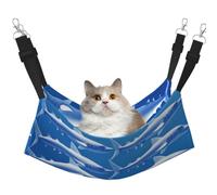 KIRROWE Sharks Reversible Cat Hanging Hammock-Double-Sided Pet Cage Hammock Hanging Bed Resting Sleepy Pad for Small Animals Pets
