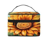 KIRROWE Sunflowers under the blue sky Travel Makeup Bag for Women, Portable Cosmetic Case,Large Capacity Organizer Pouch All Your Beauty Essentials