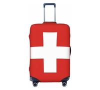 Kirrowe Swiss Flag Luggage Cover Suitcase Protector Anti-Scratch Luggage Cover Fits 18-32inch Luggage, Black, M