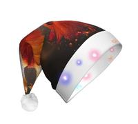 KIRROWE The Red Phoenix Christmas Hat Santa Hats for Adults Light Up Santa Hat with LED Flashing Lights, Perfect for Festive Parties