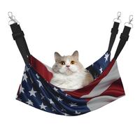 KIRROWE The United States Flag Reversible Cat Hanging Hammock-Double-Sided Pet Cage Hammock Hanging Bed Resting Sleepy Pad for Small Animals Pets