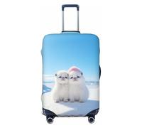 Kirrowe The White Little Dog In The Snow Luggage Cover Suitcase Protector Anti-Scratch Luggage Cover Fits 18-32inch Luggage, Black, M