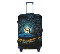 Kirrowe Tree In The Moonlight Luggage Cover Suitcase Protector Anti-Scratch Luggage Cover Fits 18-32inch Luggage, Black, L