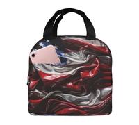 KIRROWE United States flag Lunch Bag for Women & Men, Durable Oxford Fabric & Thick Foil, Perfect for Workand Outdoor Activities