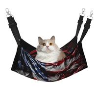 KIRROWE United States Flag Reversible Cat Hanging Hammock,Double-Sided Pet Cage Hammock Hanging Bed Resting Sleepy Pad for Small Animals Pets