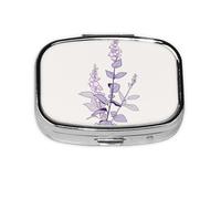 KIRROWE Vintage hand-painted plants Square Pill Organizer, Compact Travel Pill Case, 2-Compartment Insert, very suitable for travel and daily use