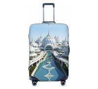 Kirrowe White Traditional Buildings Luggage Cover Suitcase Protector Anti-Scratch Luggage Cover Fits 18-32inch Luggage, Black, S
