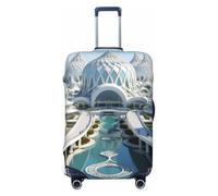 Kirrowe White Traditional Buildings Luggage Cover Suitcase Protector Anti-Scratch Luggage Cover Fits 18-32inch Luggage, Black, M