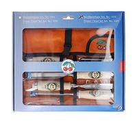 Kirschen 1171000 Firmer Chisel Set with Horn Beam Handle in Leather Roll, Beige/Silver, 6-Piece