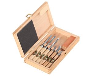 Kirschen 3437000 Carving Tool Set in Wooden Box, Beige/Silver, 7-Piece
