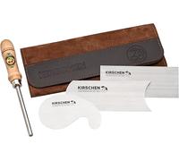 Kirschen 3824001 3-Piece Drawing Blade Set, Brown, with Leather Bag, Rectangular/concave/gooseneck Pulling Blade, Steel Drawing Blade, Wood Tool, Ideal Choice for Precise Woodwork)