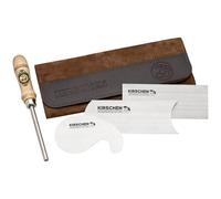 Kirschen 3824001 3-Piece Drawing Blade Set, Brown, with Leather Bag, Rectangular/concave/gooseneck Pulling Blade, Steel Drawing Blade, Wood Tool, Ideal Choice for Precise Woodwork)