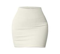 Kirschen One Piece Basic Mini Skirt for Women Versatile Stretchy Ribbed Casual High Waist N Roll Shoes Women, beige, S