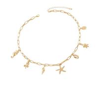 Kirsite Coastal Summers Necklace With Pearls Accents 18+3cm Chain Fashion Stackable Chain For Travel Accessories Adjustable Shell Pendant