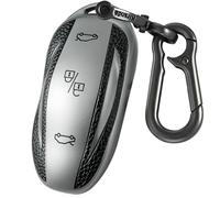 Kirsnda Key fob Cover Compatible with Tesla Model3 Model S Smart Remote Key Accessories,TPU Protection Key Case with Metal Buckle,Silver